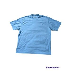 Mens Columbia T-Shirt Performance Fishing Gear Light Blue 100% Polyester Medium